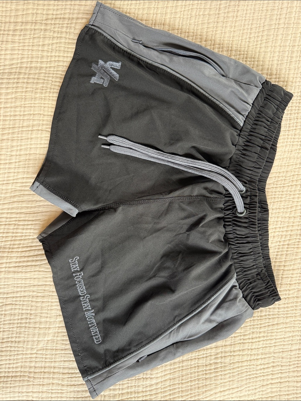 YoungLA Black and Gray Performance Running Shorts